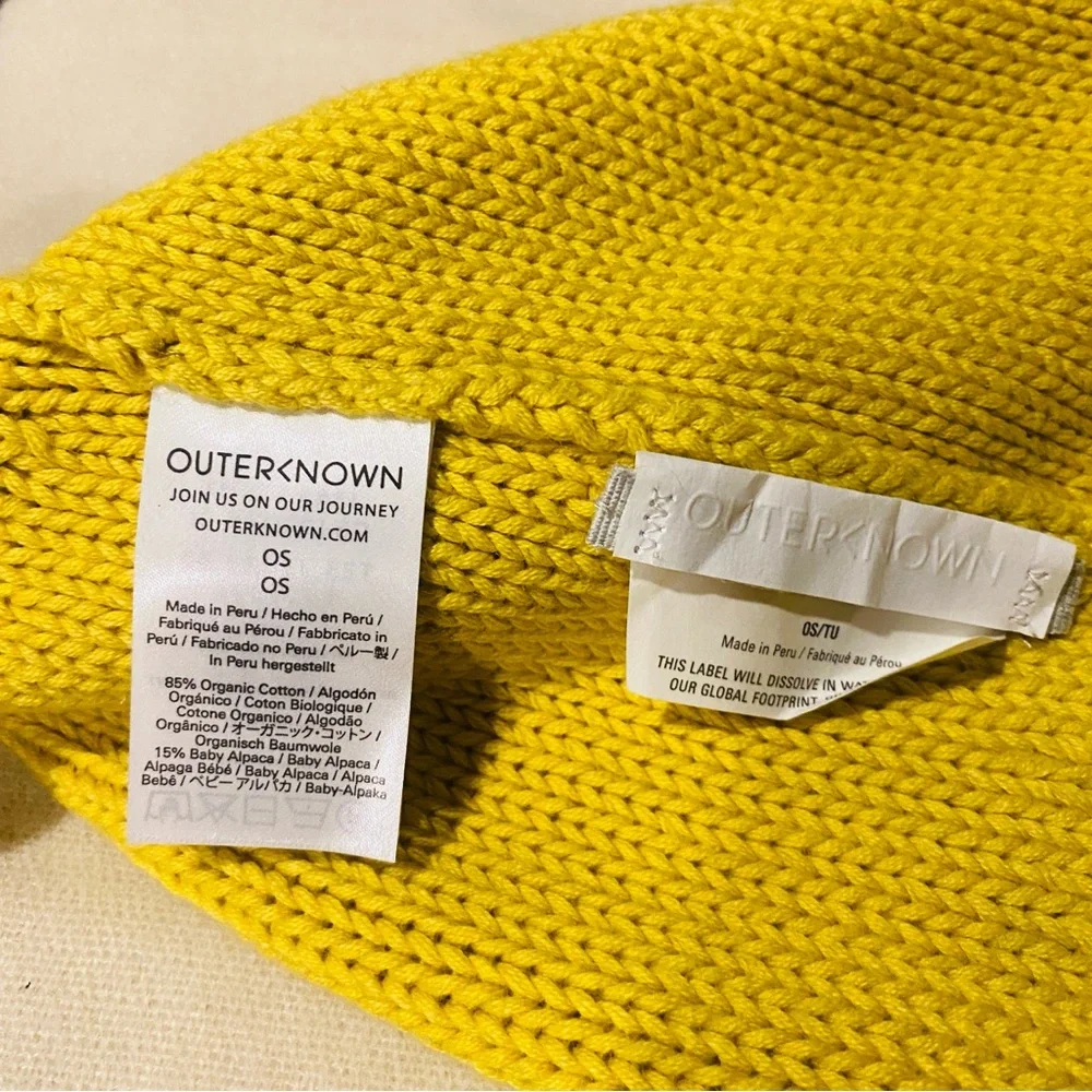 OUTERKNOWN yellow organic cotton slouchy knit beanie hat yellow men's women's